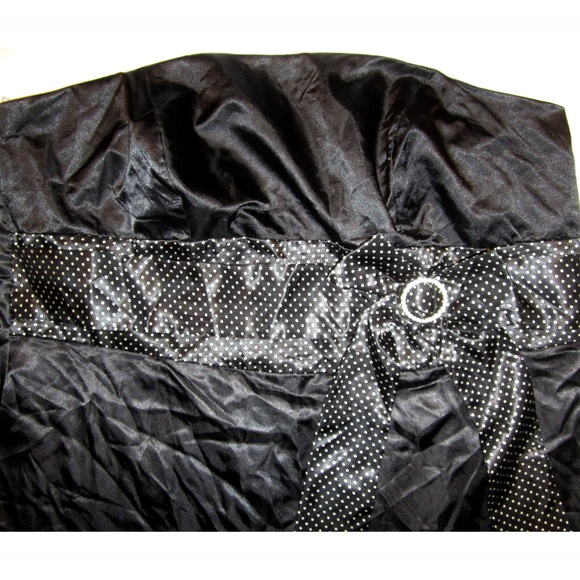 Torrid Dress PLUS 22 3X Black Satin Polka Dot Cocktail Formal Retro Prom NEW - Picture 3 of 4
